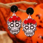Gothic Rose Acrylic Skull Stud Earrings