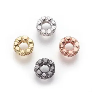 Brass Micro Pave Cubic Zirconia Beads
