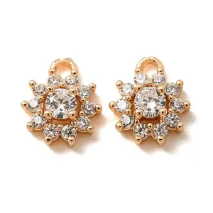 Brass Micro Pave Clear Cubic Zirconia Charms