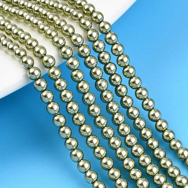 Baking Paint Pearlized Glass Pearl Bead Strands