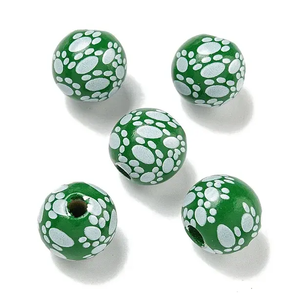 Printed Wood European Beads