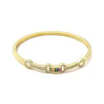 Rectangle & Donut Colorful Cubic Zirconia Hinged Bangle