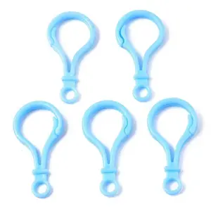 Opaque Solid Color Bulb Shaped Plastic Push Gate Snap Keychain Clasp Findings