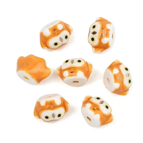 Cute Hand Painted Mini Owl Porcelain Beads