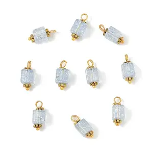 10Pcs Crackle Glass Pendants