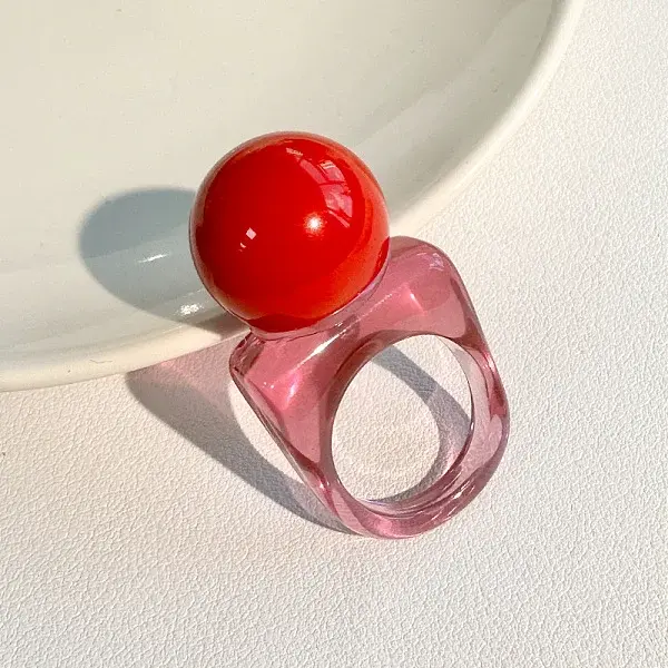 Resin Round Bead Finger Rings