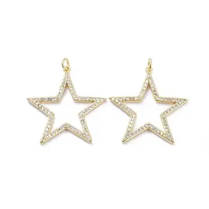 Brass Micro Pave Cubic Zirconia Pendants