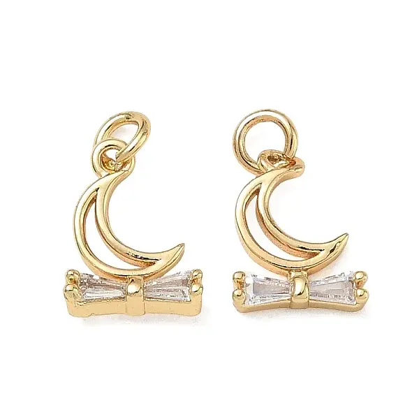 Brass Micro Pave Clear Cubic Zirconia Charms