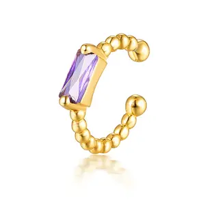 Rectangle Cubic Zirconia Cuff Earrings