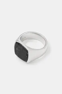 Tom Wood Stříbrný prsten Tom Wood Cushion Black Larvikite
