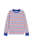 TOMMY HILFIGER Tričko 'Essential Stripe Relaxed Long Sleeve'  modrá / červená / biela