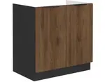 Kuchyňská dřezová skříňka Monza, 80 cm, ořech/černá