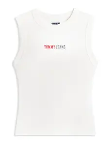 Tommy Jeans Top 'ESS'  červená / čierna / biela