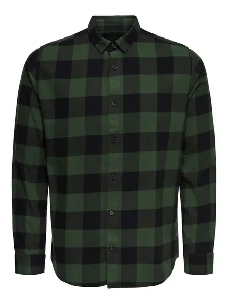 Only & Sons Košeľa  tmavozelená / čierna