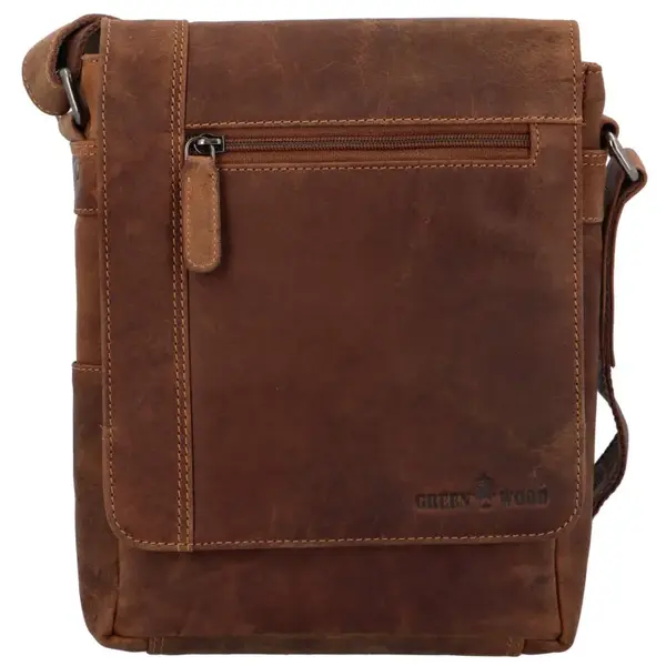 Pánská kožená crossbody taška khaki - Greenwood Justwant