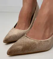 marka niezdefiniowana Brown velour stiletto pumps Bales