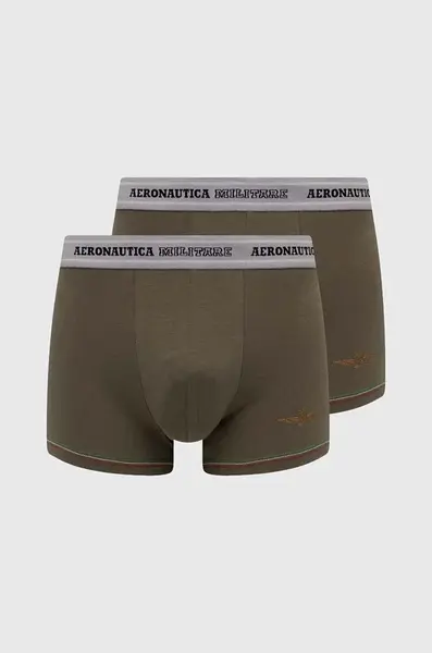 Boxerky Aeronautica Militare 2-pack pánské, zelená barva, AM1UBX004