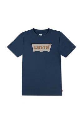Dětské bavlněné tričko Levi's tyrkysová barva, s potiskem, 8E8157