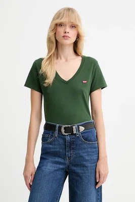 Bavlněné tričko Levi's dámské, zelená barva, A3170