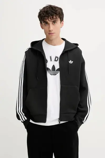 Mikina adidas Originals Spacer Hoodie pánská, černá barva, s kapucí, s aplikací, JX1507