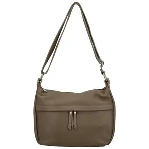 Dámská kožená crossbody kabelka taupe - Delami Vera Pelle Meyrra