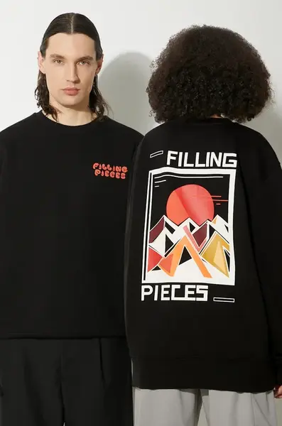 Bavlněná mikina Filling Pieces Sunset černá barva, s potiskem, 74517021861