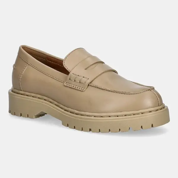 Kožené mokasíny Geox D BLEYZE dámské, béžová barva, na platformě, D16QDB 00043 C5322