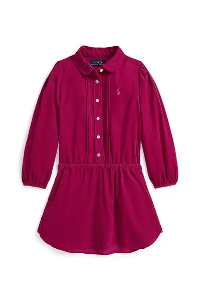 Dětské bavlněné šaty Polo Ralph Lauren růžová barva, mini, 312978257001