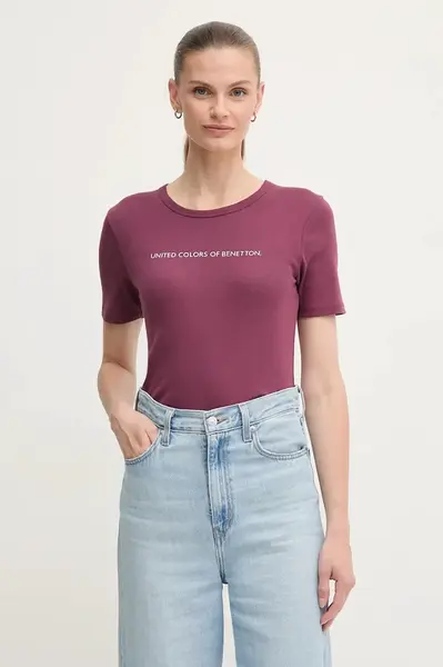 Bavlněné tričko United Colors of Benetton dámské, červená barva, 3GA2E16A2