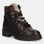 Kožené kotníkové boty Barbour Bamburgh dámské, hnědá barva, na plochém podpatku, zateplené, LFO0770BR96