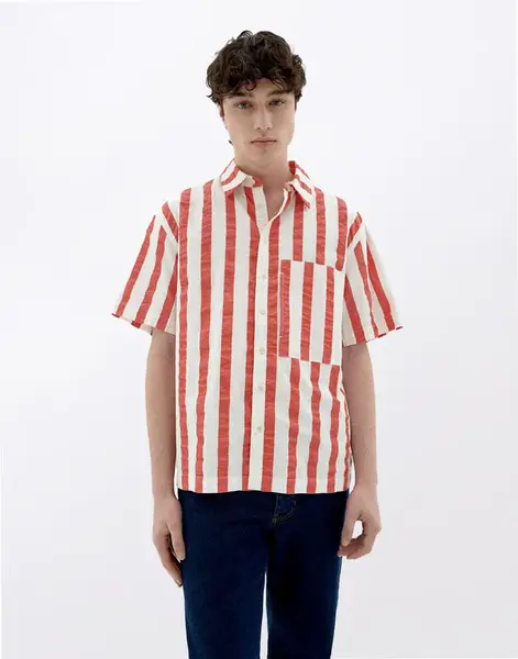 Thinking MU Red Maxi Stripes Kurt Shirt RED XL