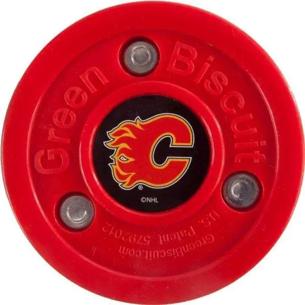 Green Biscuit CALGARY FLAMES NHL Puk, červená, velikost