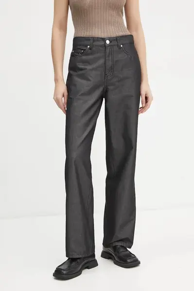 Kalhoty Won Hundred dámské, černá barva, jednoduché, high waist, 3365-13038