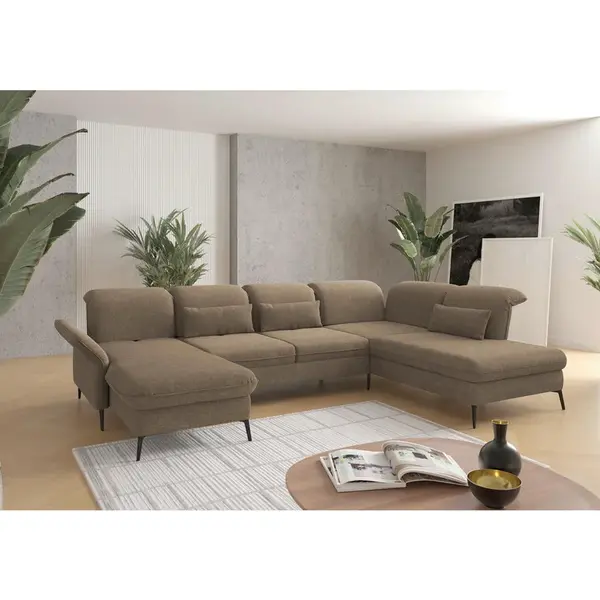 Sit & More SEDACÍ SOUPRAVA, textil, světle hnědá