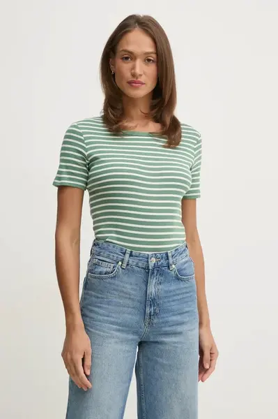 Bavlněné tričko United Colors of Benetton zelená barva, 30YSE16A0