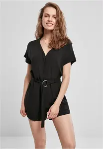 Women's jumpsuit with short viscose strap in black