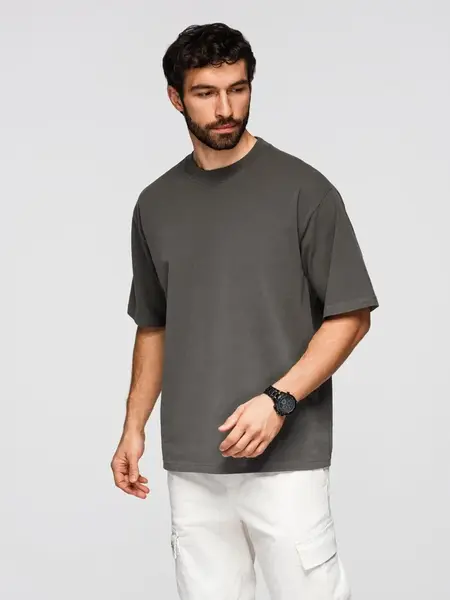 Ombre Men's cotton LOOSE FIT t-shirt with round neckline - black