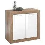 KOMODA, barvy dubu, vysoce lesklá bílá, 90/87/42 cm