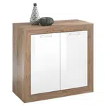 XXXL KOMODA, barvy dubu, vysoce lesklá bílá, 90/87/42 cm