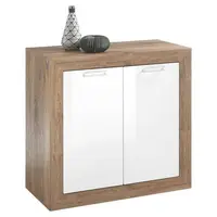 KOMODA, barvy dubu, vysoce lesklá bílá, 90/87/42 cm