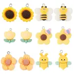 12Pcs 6 Styles Opaque Resin Pendants