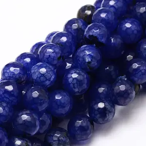 Dyed Natural Agate Faceted Round Beads Strands