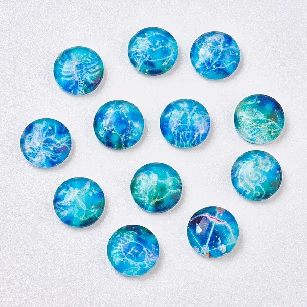 Luminous Constellation Pattern Glass Cabochons