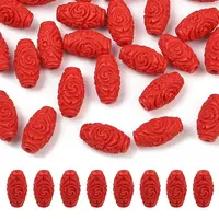 30Pcs Carved Cinnabar Beads