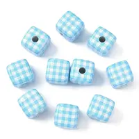 10Pcs Printed Opaque Acrylic Beads