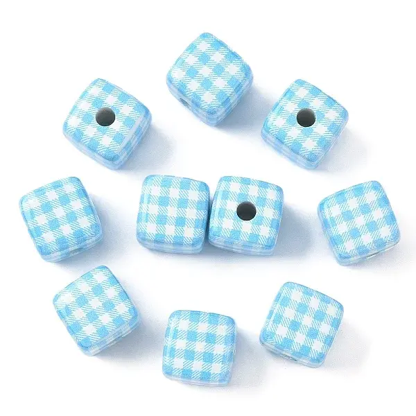 10Pcs Printed Opaque Acrylic Beads