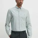 Bavlněná košile Tommy Hilfiger zelená barva, regular, s límečkem button-down, MW0MW35774