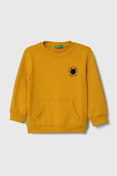 Dětská mikina United Colors of Benetton žlutá barva, s potiskem