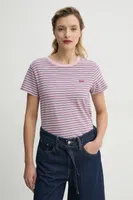 Bavlněné tričko Levi's fialová barva
