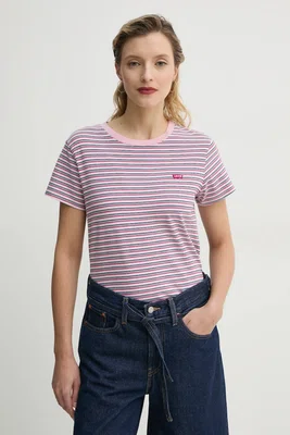 Bavlněné tričko Levi's fialová barva